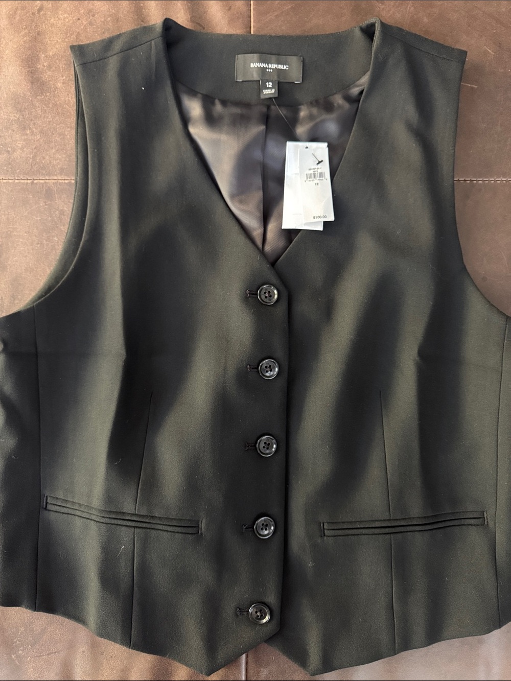 Banana Republic Black Tailored Button Vest